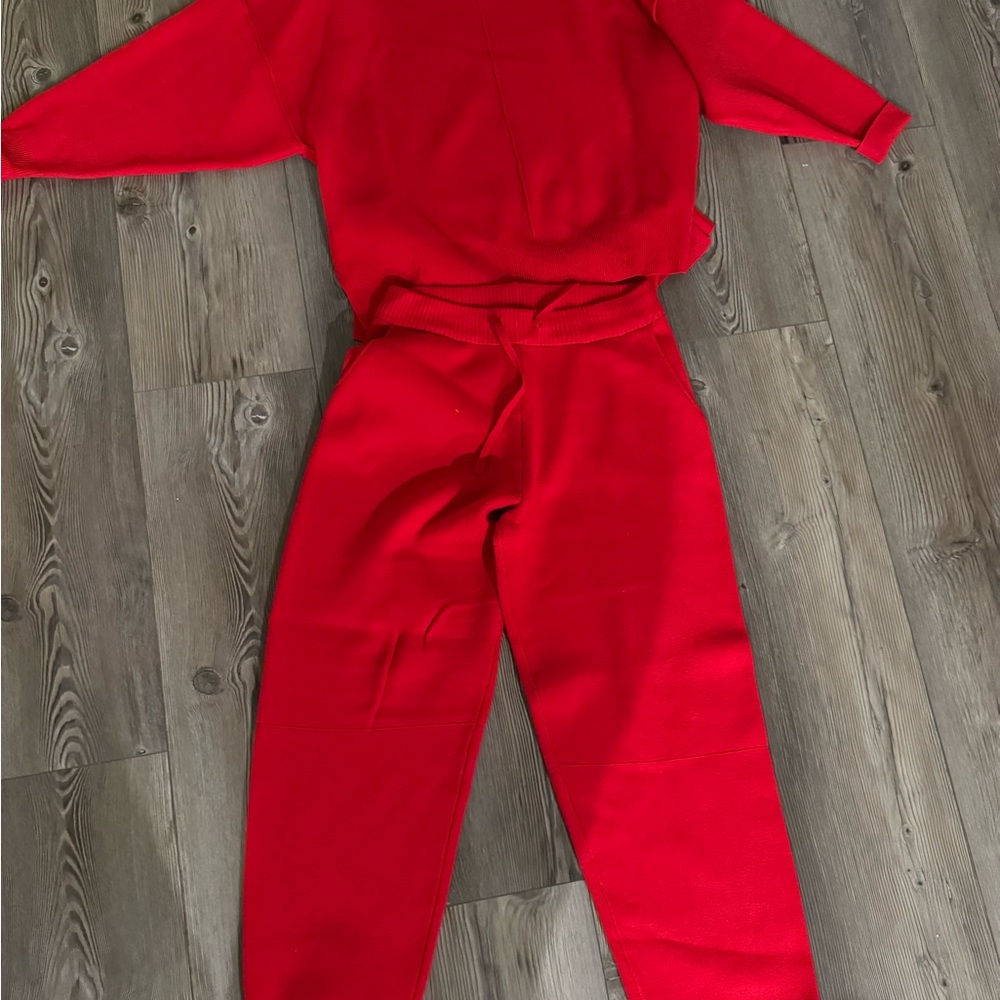 Zara Red Women's Track Pants & Top Set